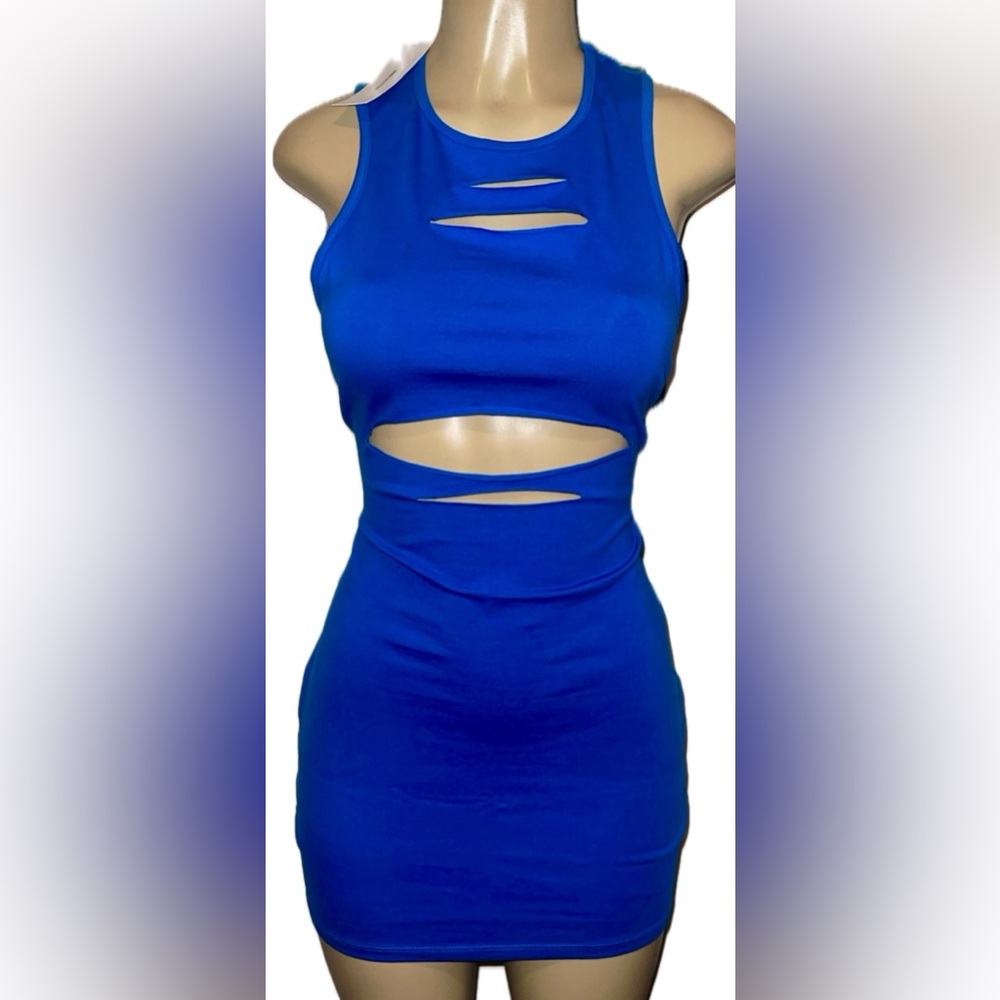 Urban Outfitters Cut-Out Blue Bodycon Mini Dress Size L NWT